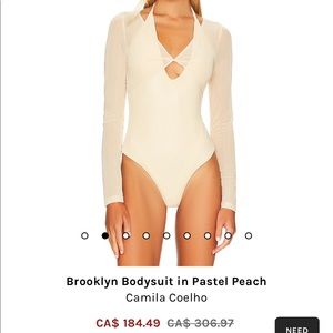 Revolve- Camila Coelho Brooklyn Bodysuit in Pastel Peach